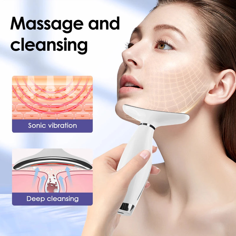 Aparelho Facial para Pescoço com Luz LED 7 Cores – Lifting, Antirrugas e Redução de Papada