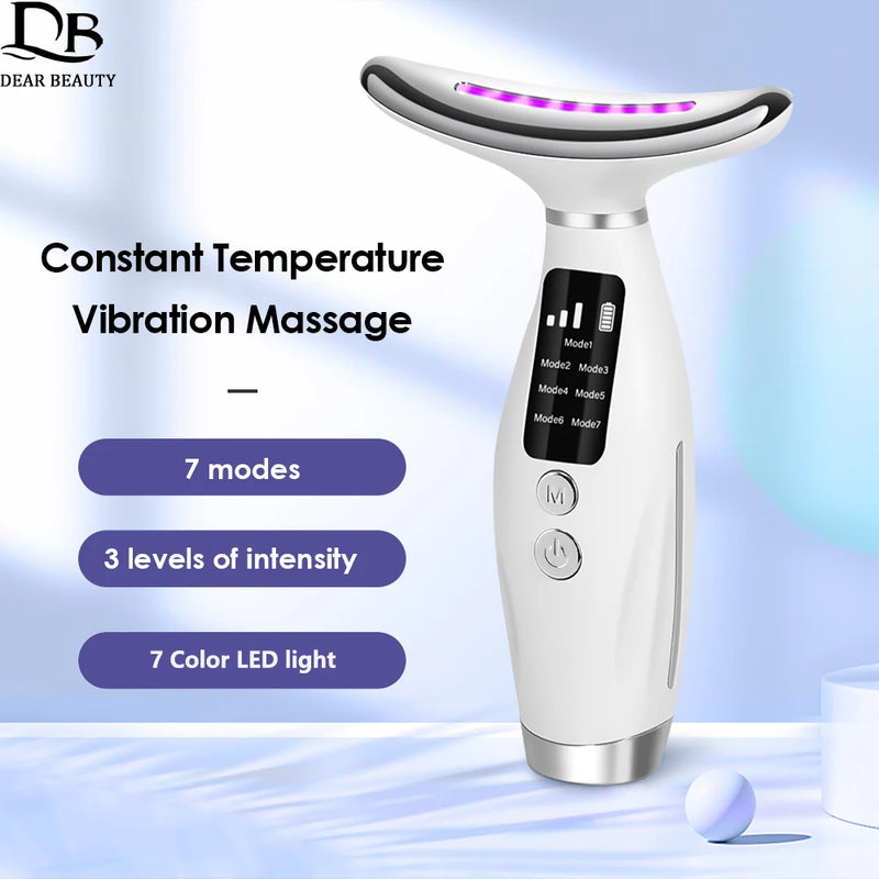Aparelho Facial para Pescoço com Luz LED 7 Cores – Lifting, Antirrugas e Redução de Papada
